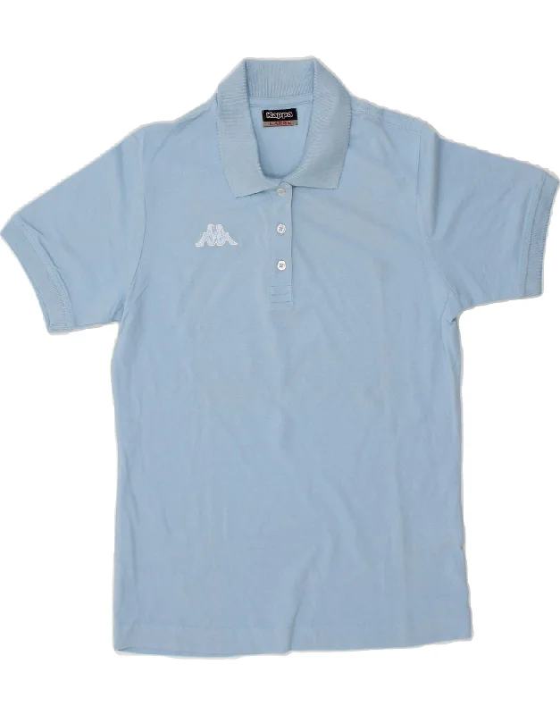 KAPPA Womens Polo Shirt UK 14 Large Blue Cotton Cozy Cotton Short Tee
