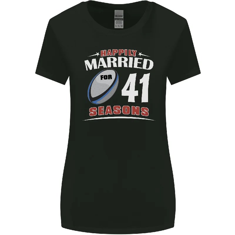 41 Year Wedding Anniversary 41st Rugby Womens Wider Cut T-Shirt Anti-Shrink Durable Soft