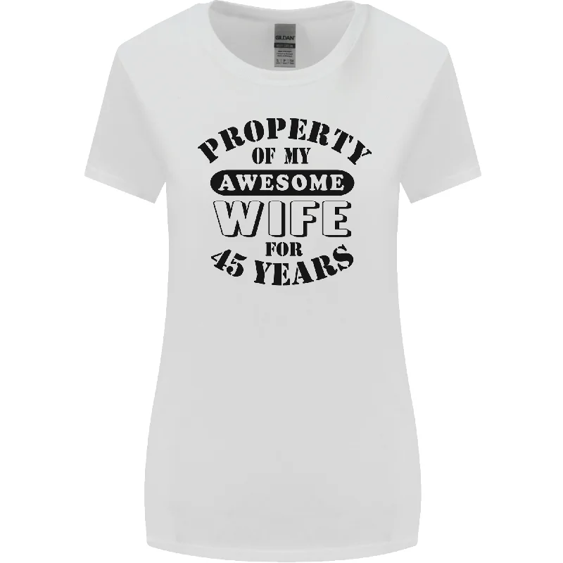 45th Wedding Anniversary 45 Year Funny Wife Womens Wider Cut T-Shirt Striped Floral Plaid