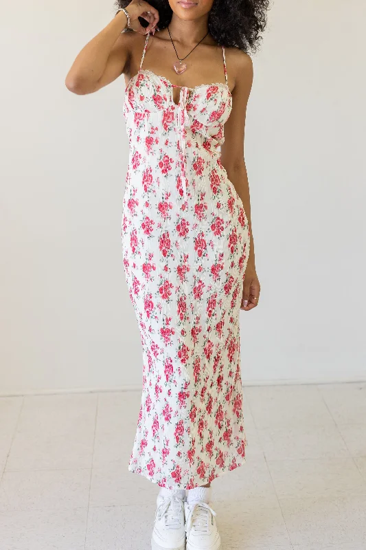 Floral Satin Midi Dress Stylish Vintage Midi Dress