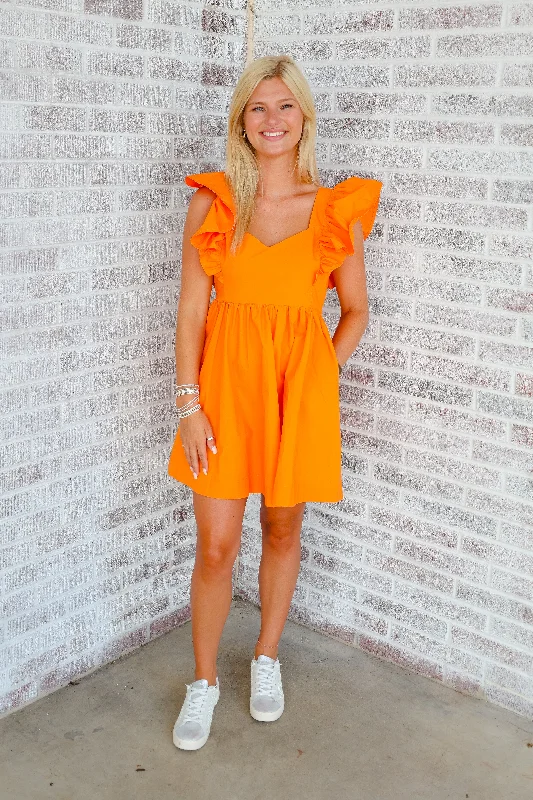Down Set Celebrate Ruffle Sleeve Mini Dress with Tie Back Trendy Off-Shoulder Dress Mini