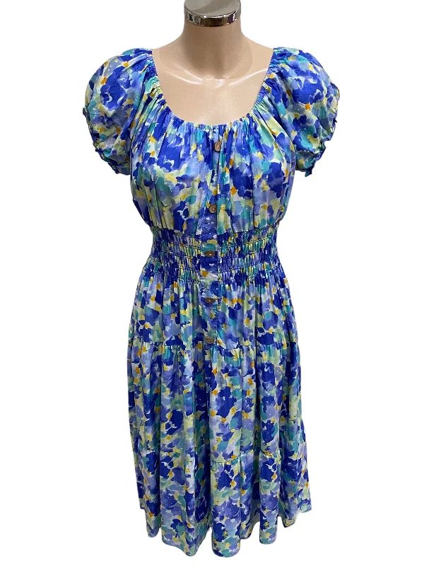 Artist Print  Bardot Midi Dress (2 Colours) Elegant Pleated Sleeve Midi Dress