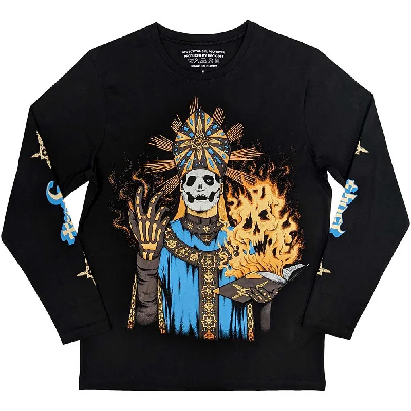 Ghost | Official Band Long Sleeve T-Shirt | The Burning (Sleeve Print) Lace Blend Ribbed Blend Corduroy Blend