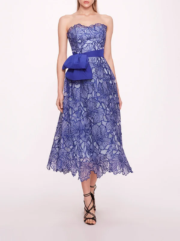 Iris Cutwork Midi Dress Elegant Satin Midi Dress