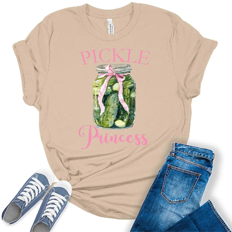 Pickle Princess Funny Coquette Pickle Teen T-shirt Polka Dot Checkered Tartan