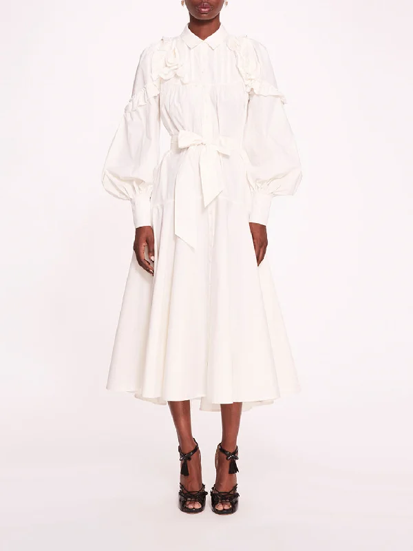 Rosette Ruffle Midi Dress Stylish Button-Down Midi Dress