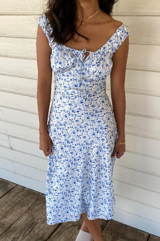 Satin Back Tie Midi Dress Comfortable Casual Midi Dress