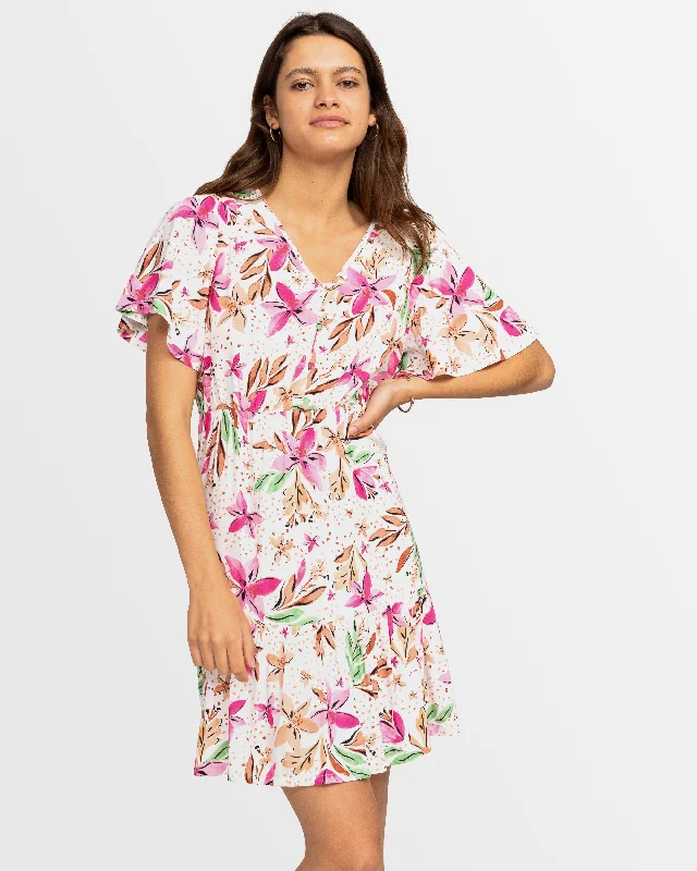Womens Sea Symphony Midi Dress Elegant Satin Button Midi Dress