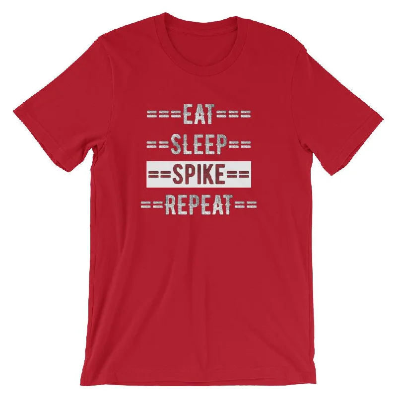 Volleyball Coach Short-Sleeve Gift T-Shirt - Eat Sleep Spike Repeat Chenille Blend Fleece Blend Nylon Blend