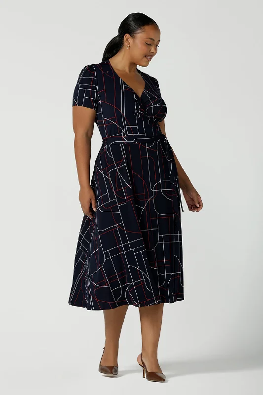 Alexis Dress in Navy Abstract