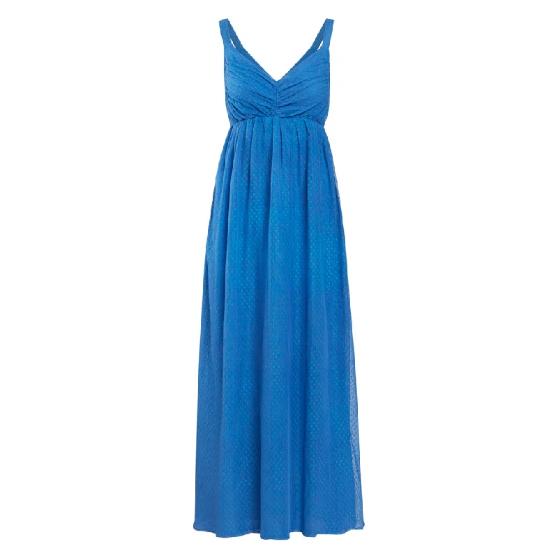 Arella Blue Cotton Dot Tulle Dress