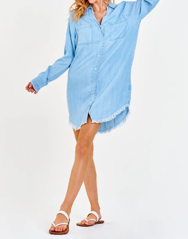AVERY BUTTON FRONT DRESS CAROLINA BLUE