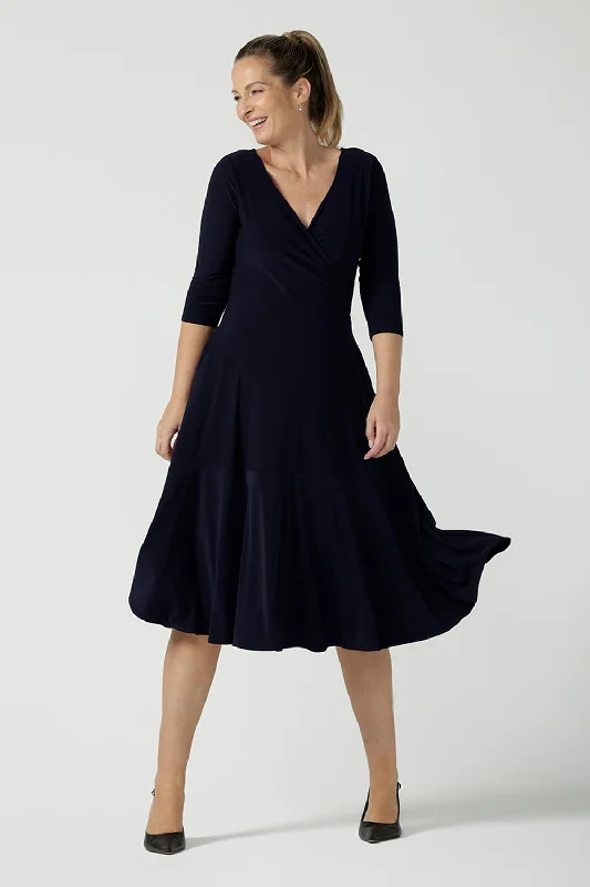 Bettina Reversible Petite Dress in Navy