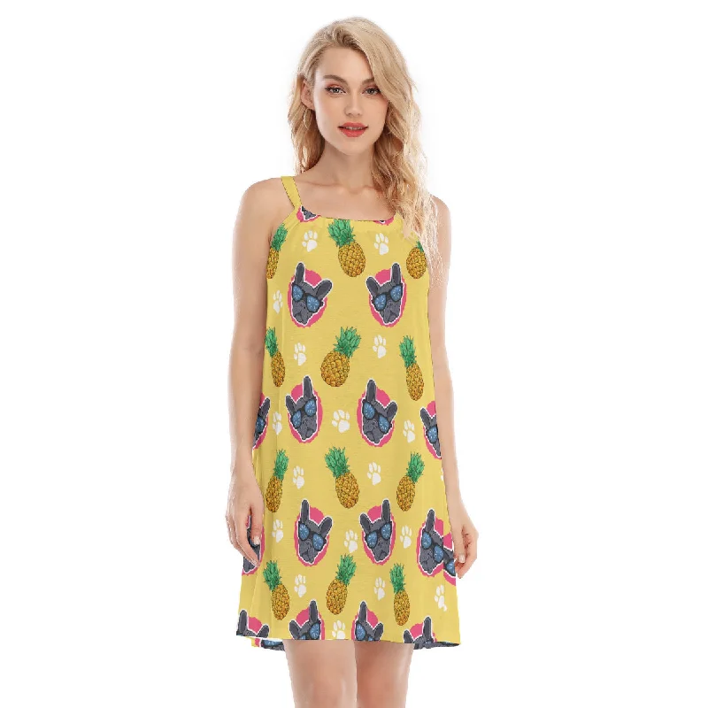 BLUE - Women's O-neck Cami Dress
