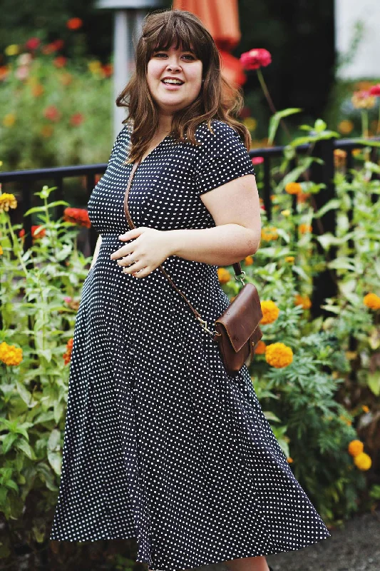 Cecelia Dress - Black with White Micro Dots