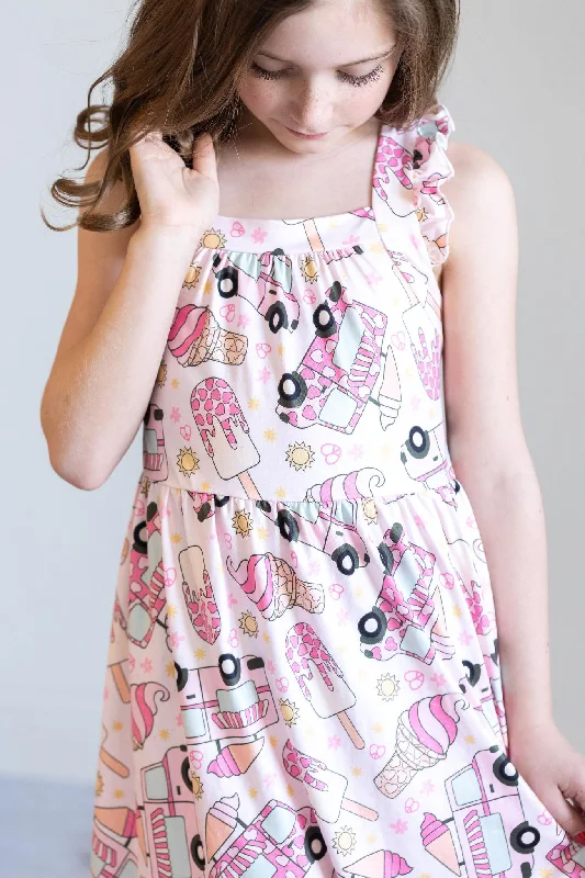 SALE Ice Dream Ruffle Cross Back Dress