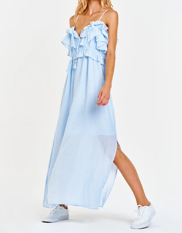 JOJO MULTI RUFFLE DRESS MID SKY