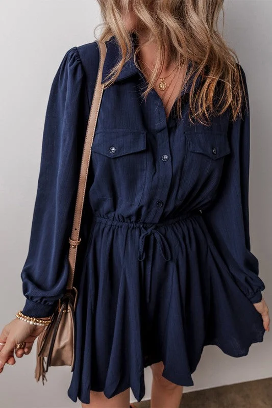 Navy Front Pocket Dress