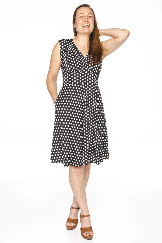 Nora Dress - Black with White Polka Dots