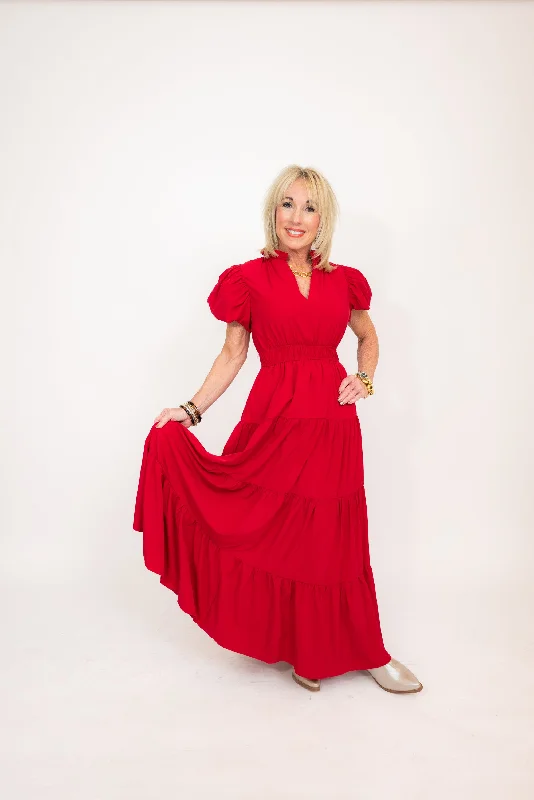 Elegant Edge Dress, BURGUNDY