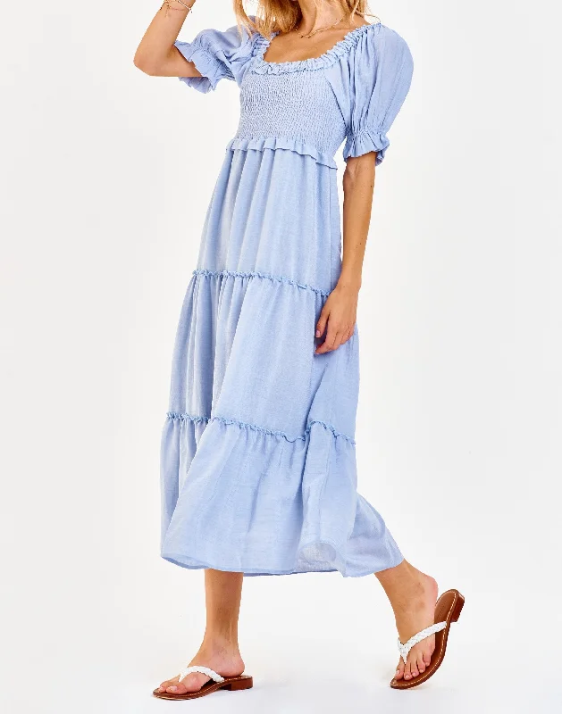 SHELBY SMOCKED BODICE DRESS ENGLISH BLUE