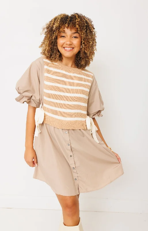 Cool Trace Dress, TAUPE