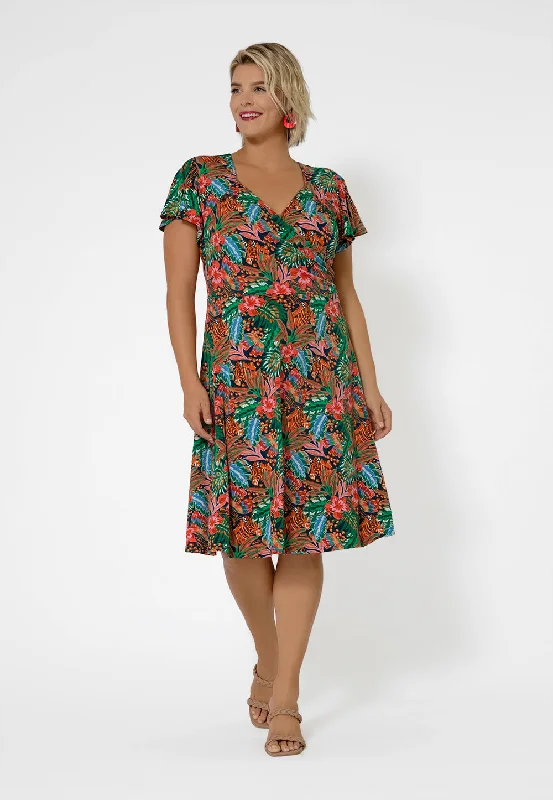 Leota Women's Sweetheart Flutter Sleeve Dress Multi