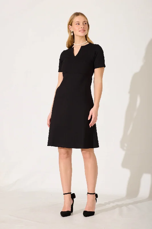Workflow Stretch V Neck Dress In Black