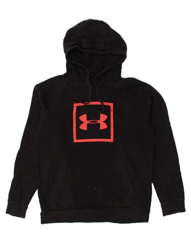 UNDER ARMOUR Womens Graphic Hoodie Jumper UK 14 Medium Black Hoodie with Zipper Placket Modern Functional