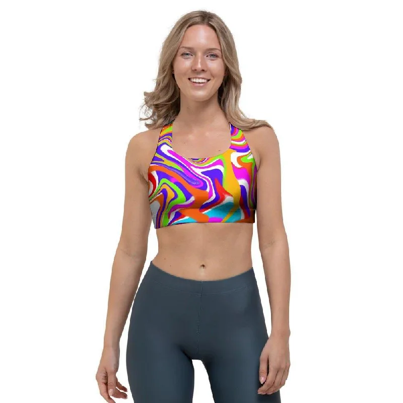 Colorful Abstract Sports Bra Adjustable Bra Straps