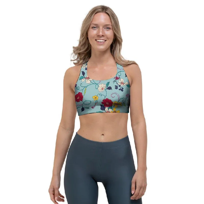Floral Flower Print Sports Bra Trendy Sports Bra
