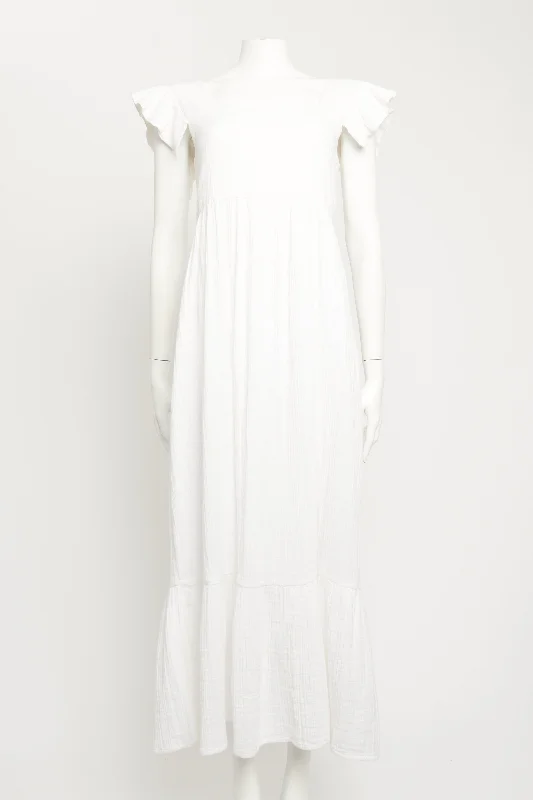 Ivory Cassi Ruffle Preowned Maxi Dress Trendy Ruffled Maxi Dress
