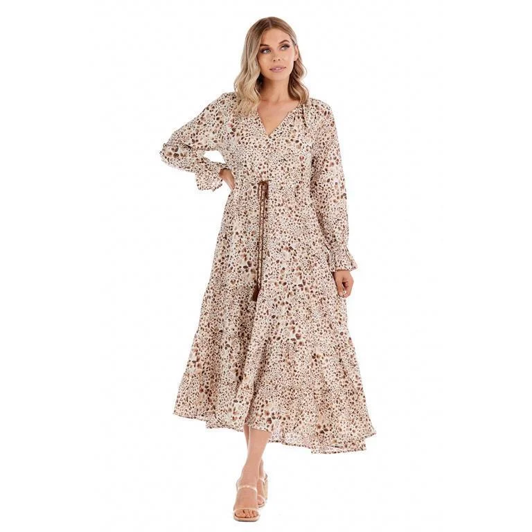 MUD PIE TAN DOLAN MAXI DRESS Comfortable Ruffle Maxi Dress