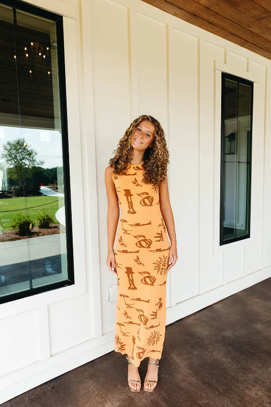 Take Me To Greece Maxi Dress - Apricot Cozy Ribbed Maxi Dress