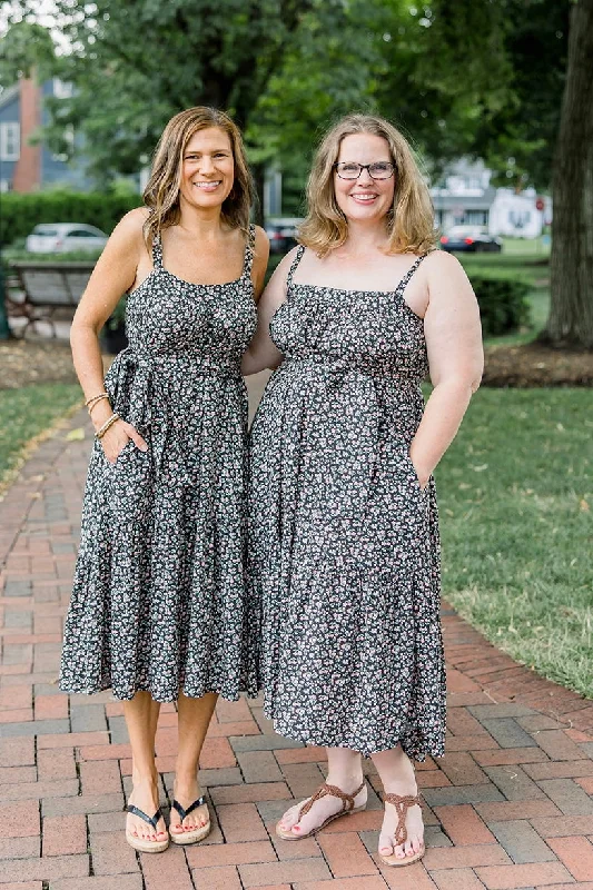 Tiered Maxi Dress - Black Floral Stylish Maxi Dress with Pleats