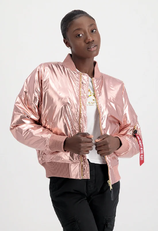 Alpha Industries MA-1 OS Metallic Womens Jacket Ribbed Jacket Pleated Jacket Ruffled Jacket Alpha Industries MA-1 OS Metallic Womens Jacket Ribbed Jacket Pleated Jacket Ruffled Jacket