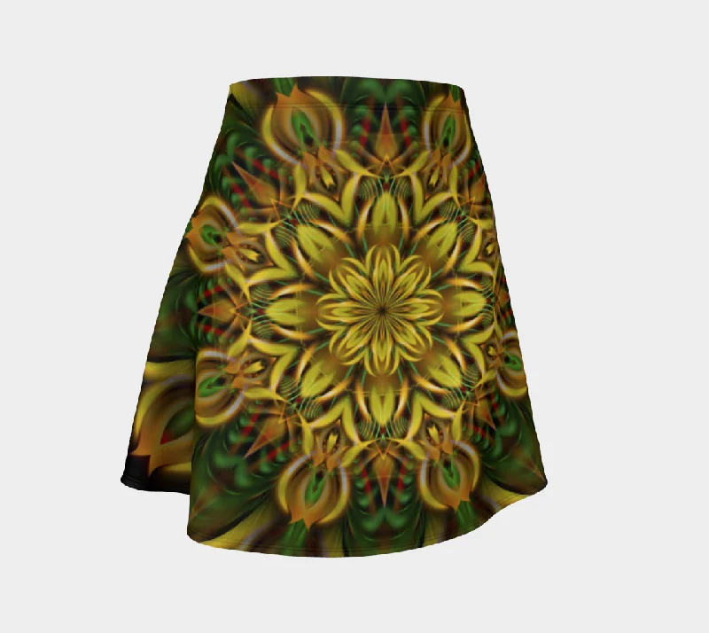 ALIEN SUNFLOWER FLARE SKIRT linen skirt light