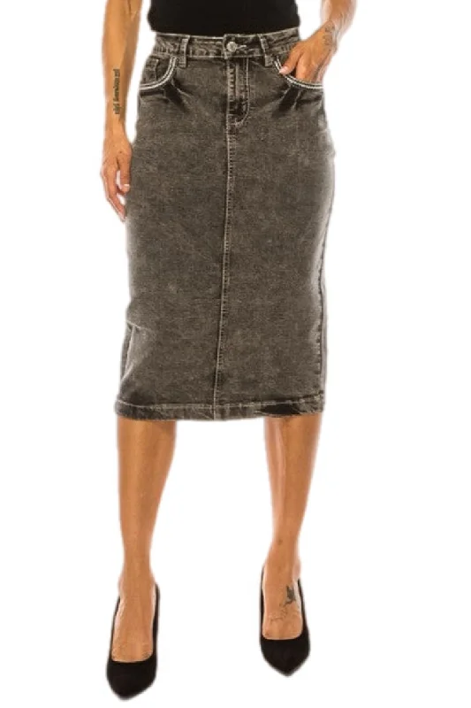 Faded Denim Skirt Style 79153 in Black Snow wool skirt breathable