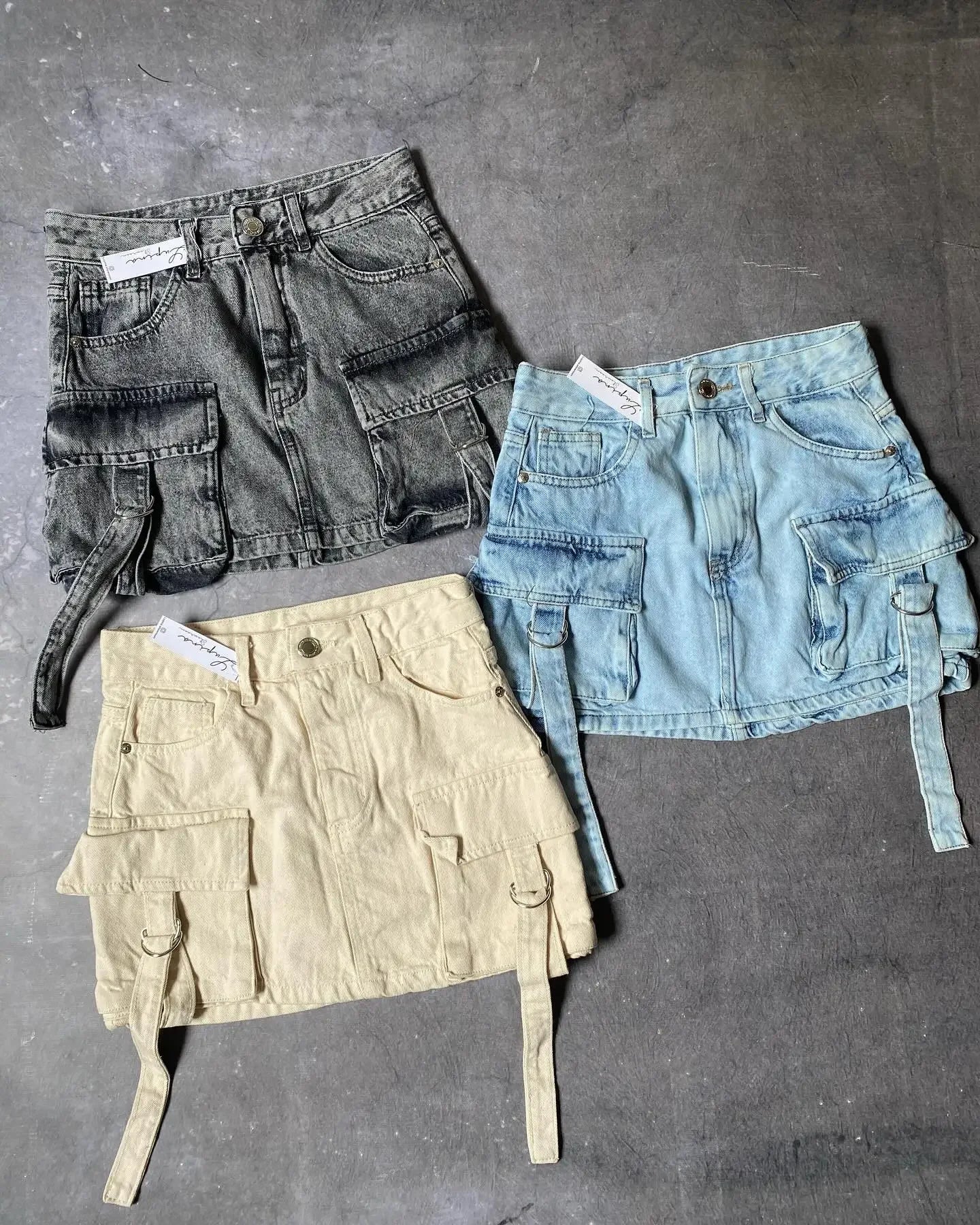 Multi Pocket Y2k Skirt Mini A Line Women Denim Skirts Streetwear leather skirt sleek