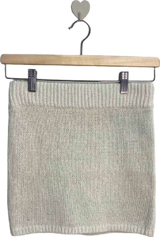 Monday Beige Knitted Mini Skirt S ribbed skirt waist