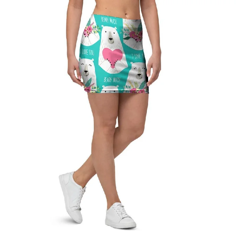 White Mama Bear Mini Skirt linen skirt airy
